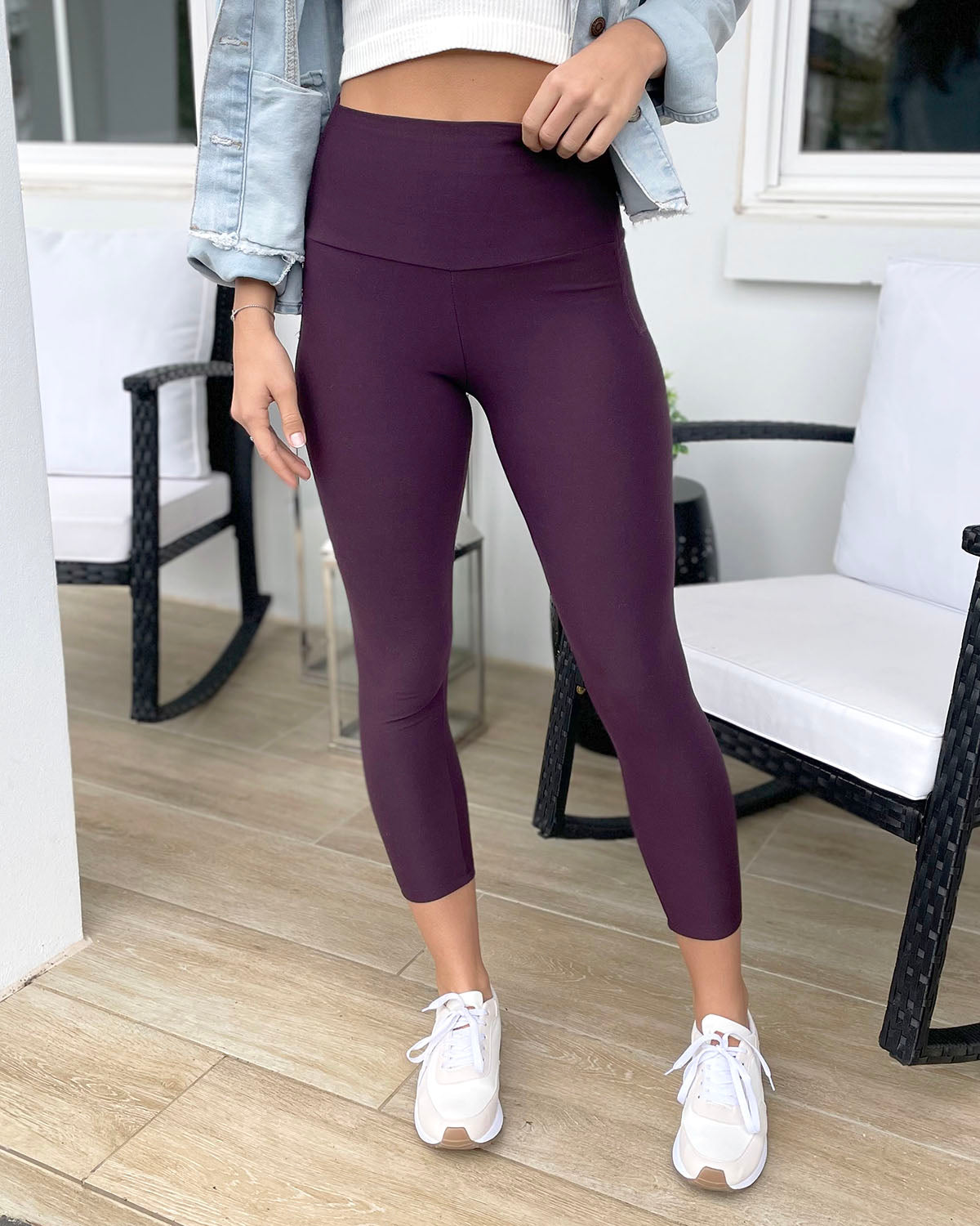 Cropped Mid-Weight Daily Pocket Leggings in Aubergine - FINAL SALE - Grace  and Lace