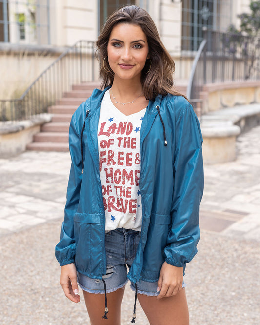 Packable Rain Jacket in Lagoon - FINAL SALE