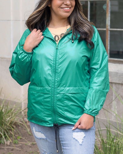 Women's Packable Rain Jacket in Aquamarine Size S by Grace and Lace