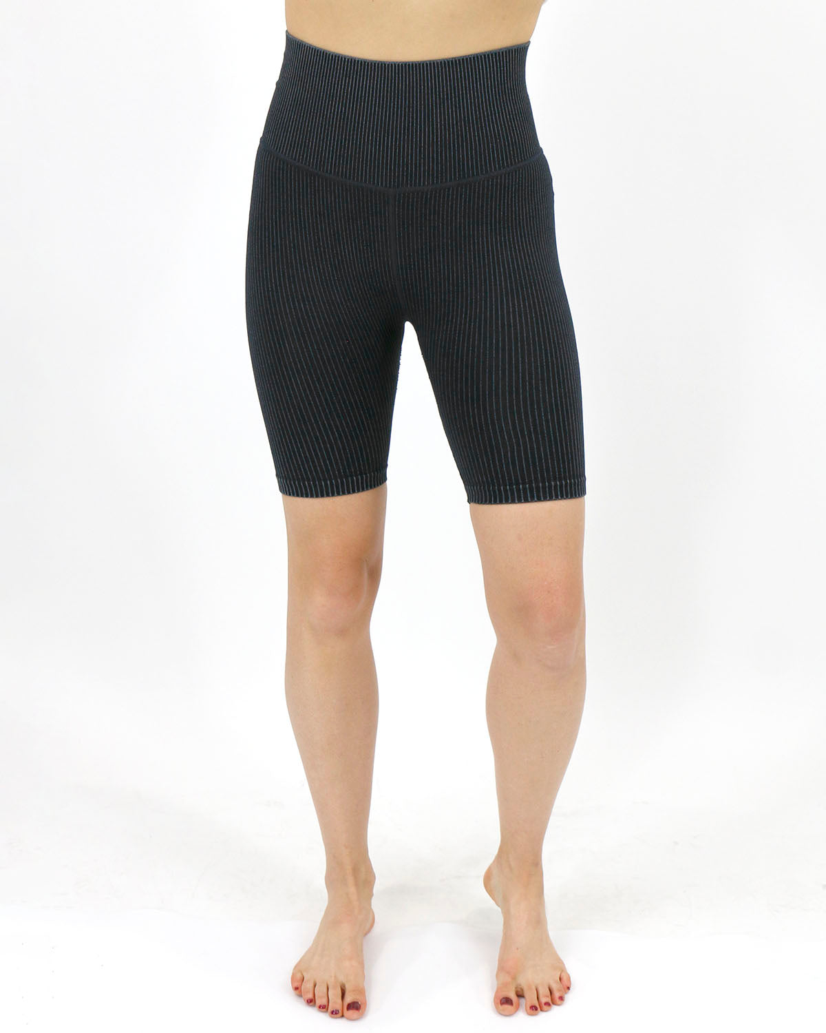 Perfect Fit Ribbed Biker Shorts in Washed Charcoal - FINAL SALE