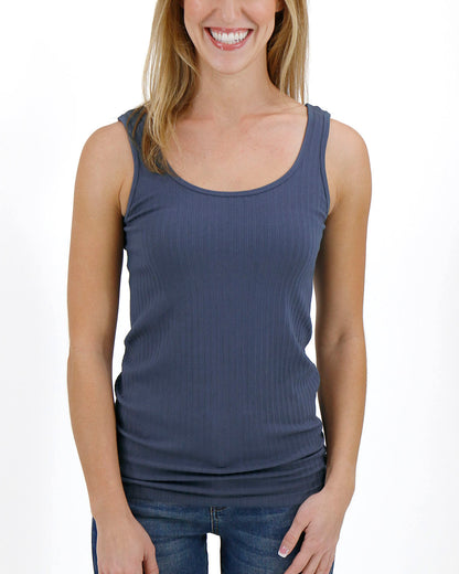 Perfect Fit Seamless Ribbed Tank in Denim Blue