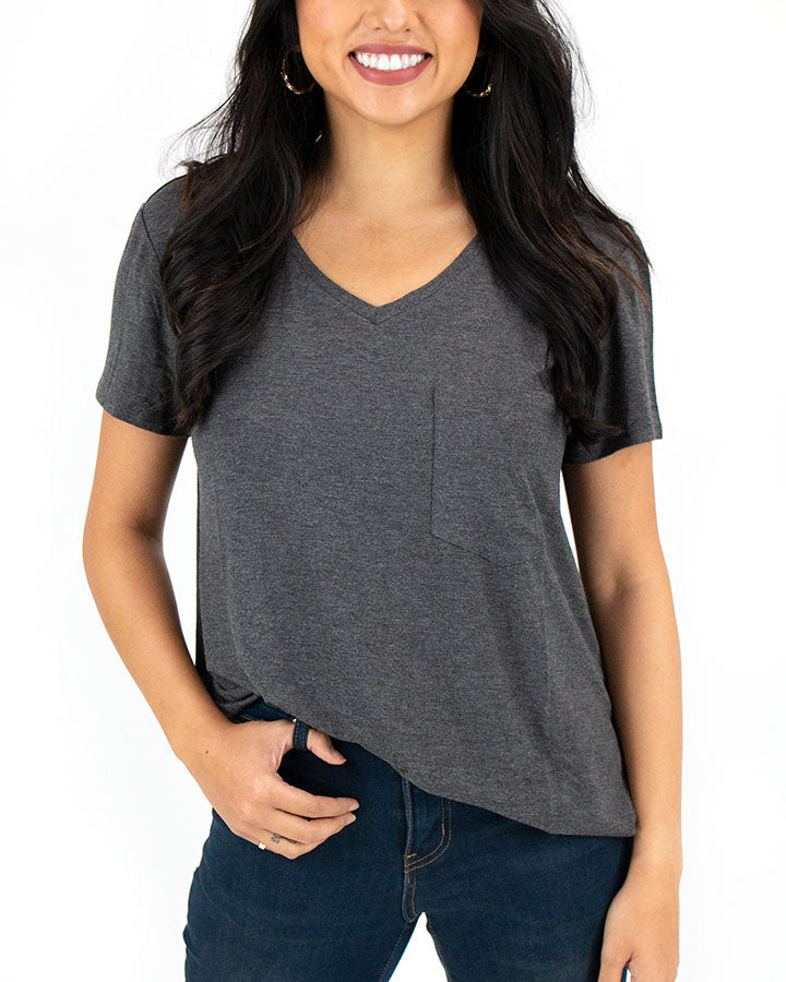 Perfect Pocket Tee in Charcoal - FINAL SALE - Grace and Lace