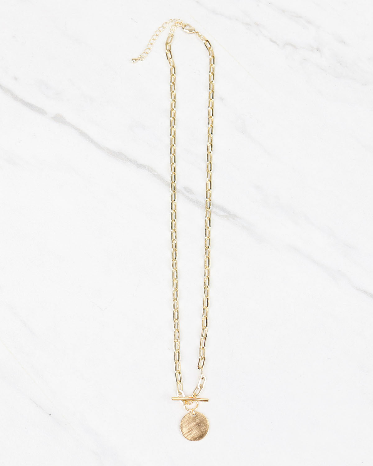 Ring & Bar Pendant Necklace in Gold