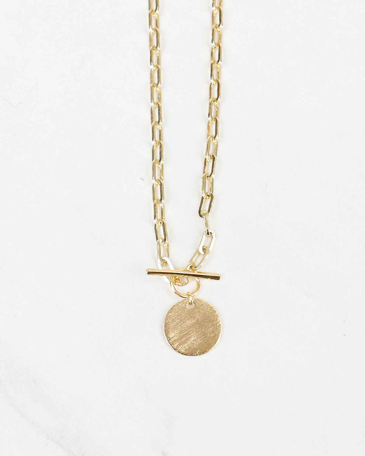 Ring & Bar Pendant Necklace in Gold