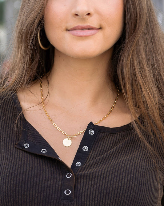 Ring & Bar Pendant Necklace in Gold
