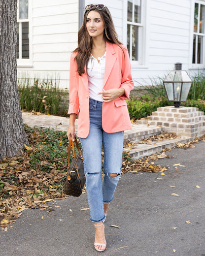 Statement Blazer in Melon - FINAL SALE