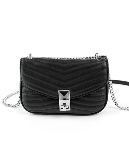 Quilted Metal Accent Bag in Black
