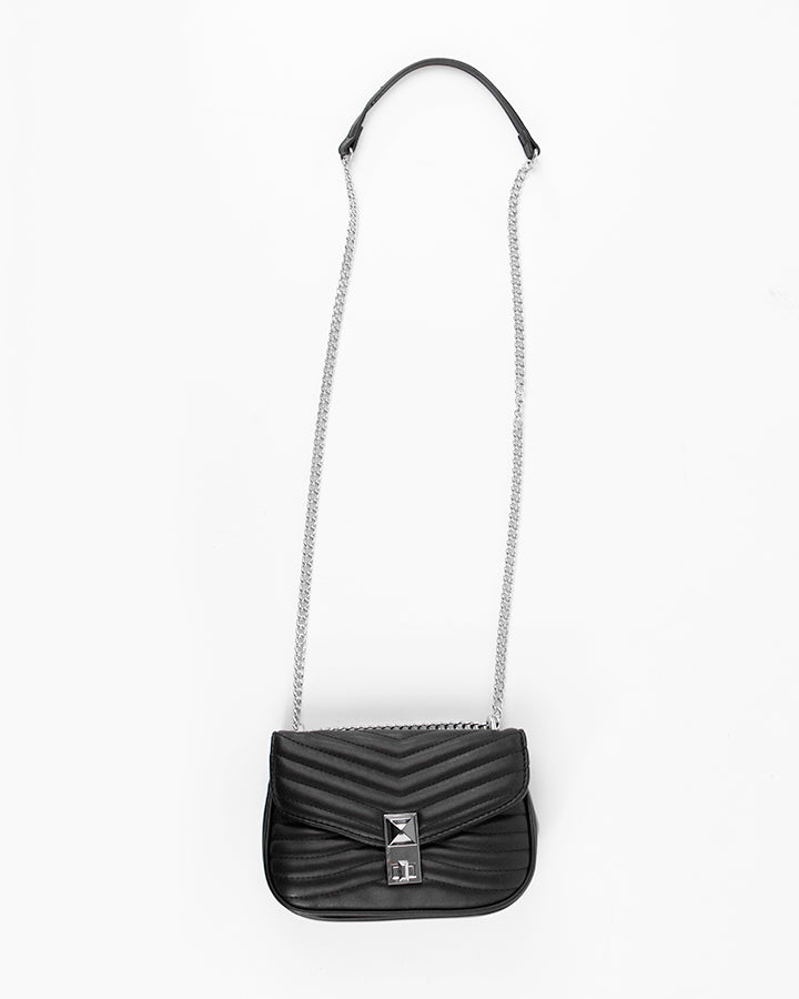 Quilted Metal Accent Bag in Black