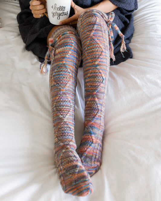 Alpine Thigh High Boot Socks in Multi
