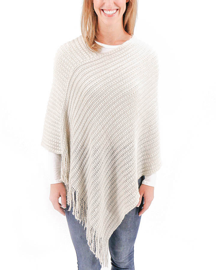 Angled Knit Poncho in Ivory - FINAL SALE