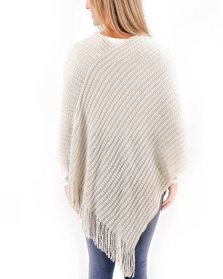 Angled Knit Poncho in Ivory - FINAL SALE