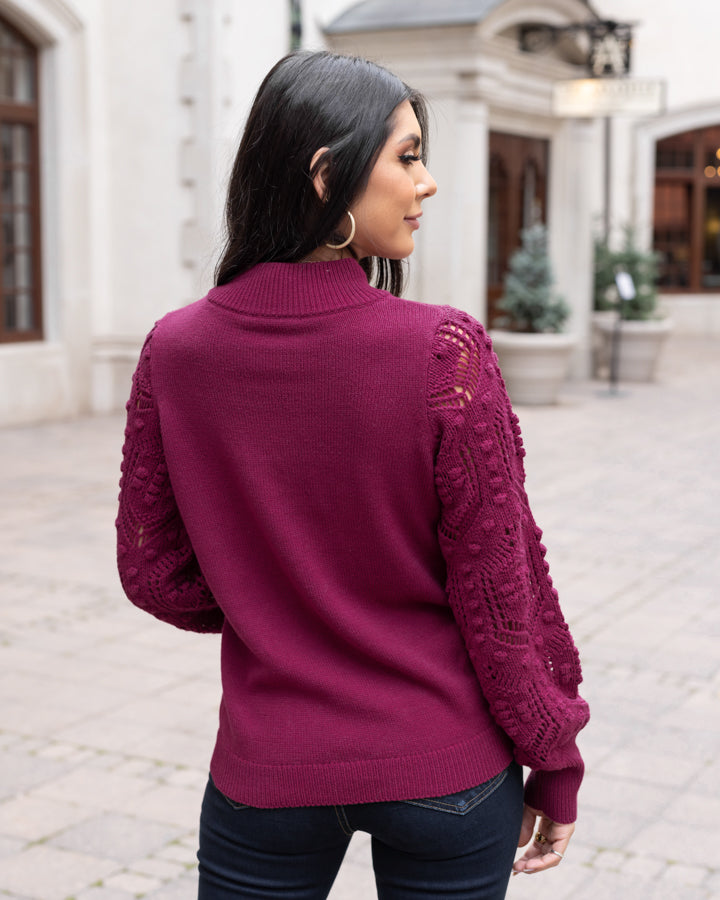 Bobble Stitch Sweater in Winterberry - FINAL SALE