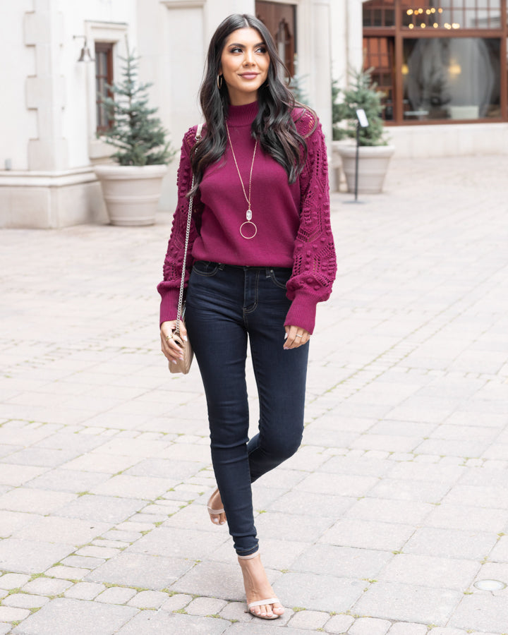 Bobble Stitch Sweater in Winterberry - FINAL SALE