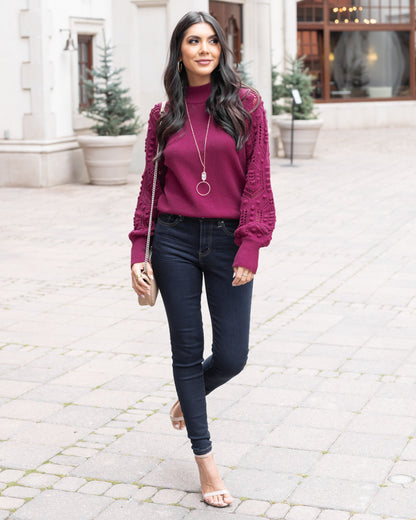 Bobble Stitch Sweater in Winterberry - FINAL SALE