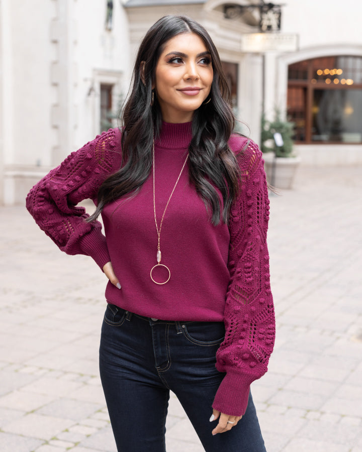 Bobble Stitch Sweater in Winterberry - FINAL SALE