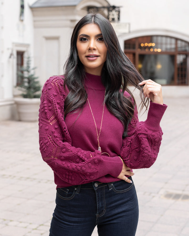 Bobble Stitch Sweater in Winterberry - FINAL SALE
