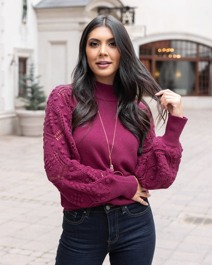 Bobble Stitch Sweater in Winterberry - FINAL SALE