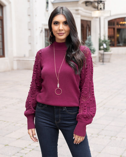 Bobble Stitch Sweater in Winterberry - FINAL SALE
