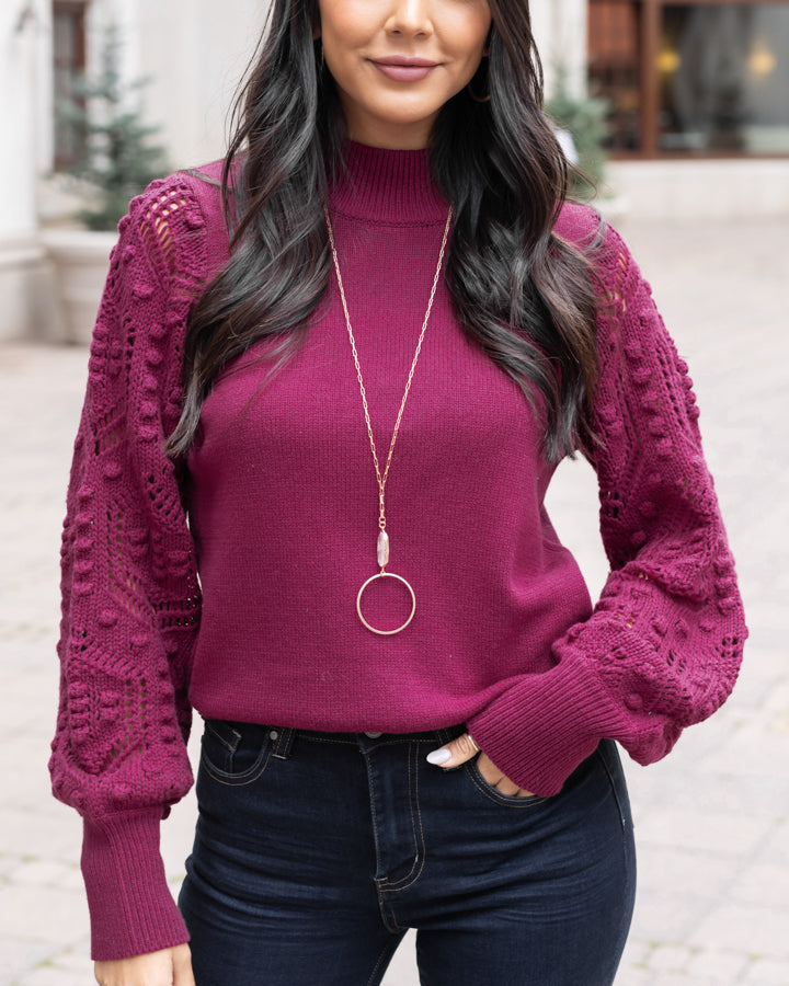 Bobble Stitch Sweater in Winterberry - FINAL SALE