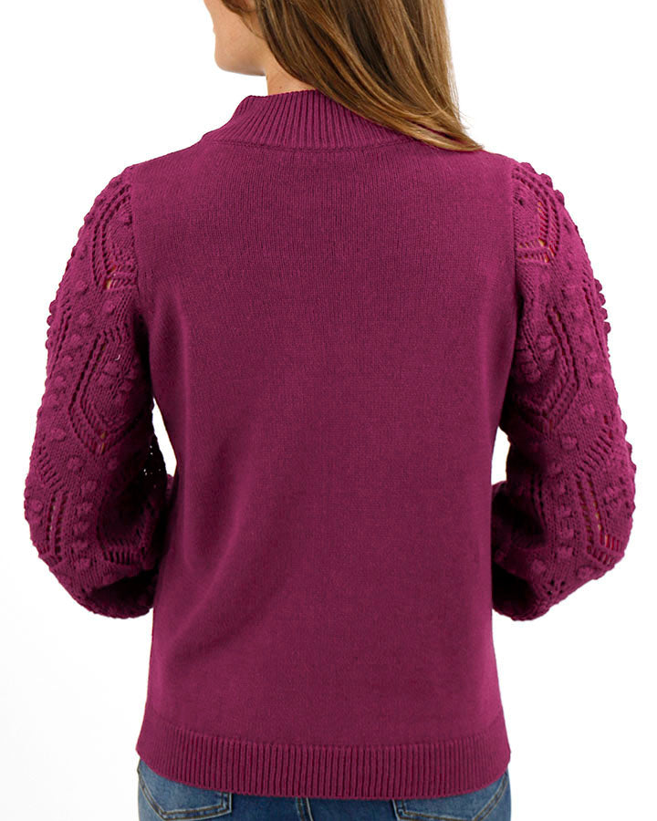 Bobble Stitch Sweater in Winterberry - FINAL SALE