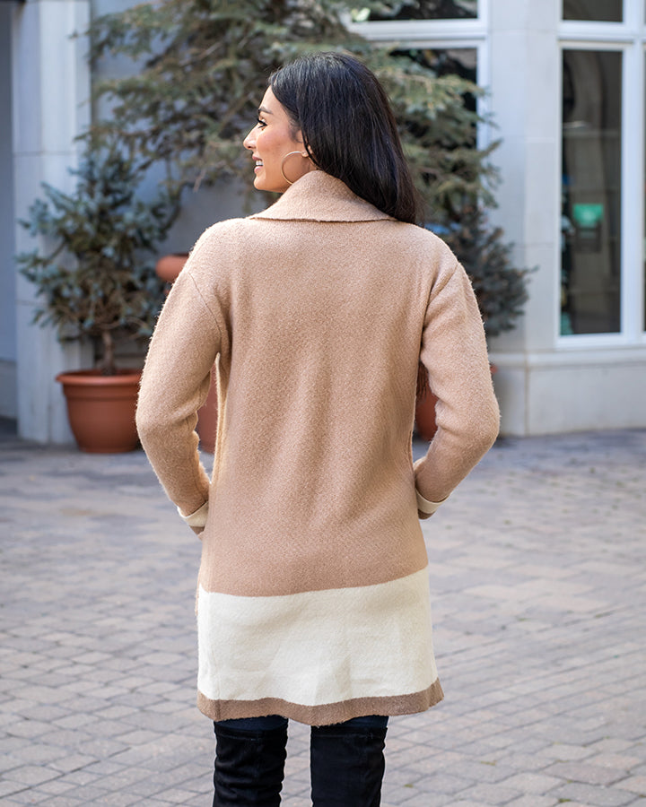 Bristol Camel/Ivory Sweater Coat - FINAL SALE