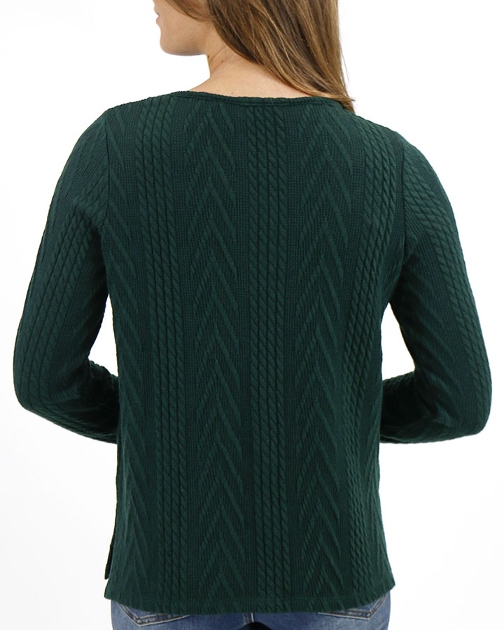 Cable Knit Fashion Top in Pine