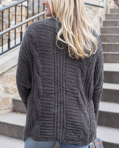 Cabled Cloud Cocoon Cardi in Graphite - FINAL SALE