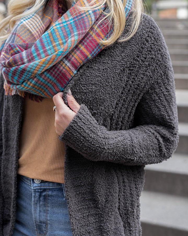 Cabled Cloud Cocoon Cardi in Graphite - FINAL SALE