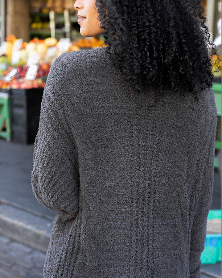 Cabled Cloud Cocoon Cardi in Graphite - FINAL SALE