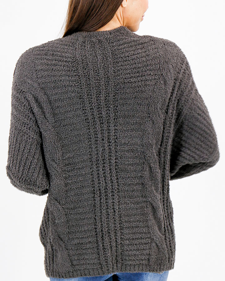 Cabled Cloud Cocoon Cardi in Graphite - FINAL SALE