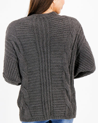 Cabled Cloud Cocoon Cardi in Graphite - FINAL SALE