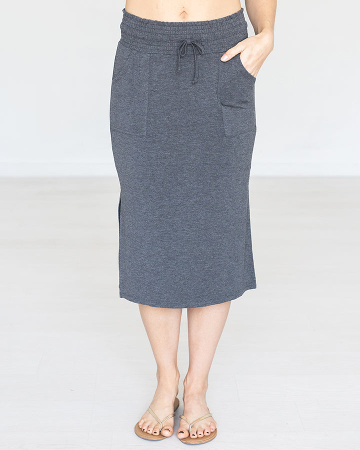 Casual Day Modal Skirt in Heathered Charcoal - FINAL SALE