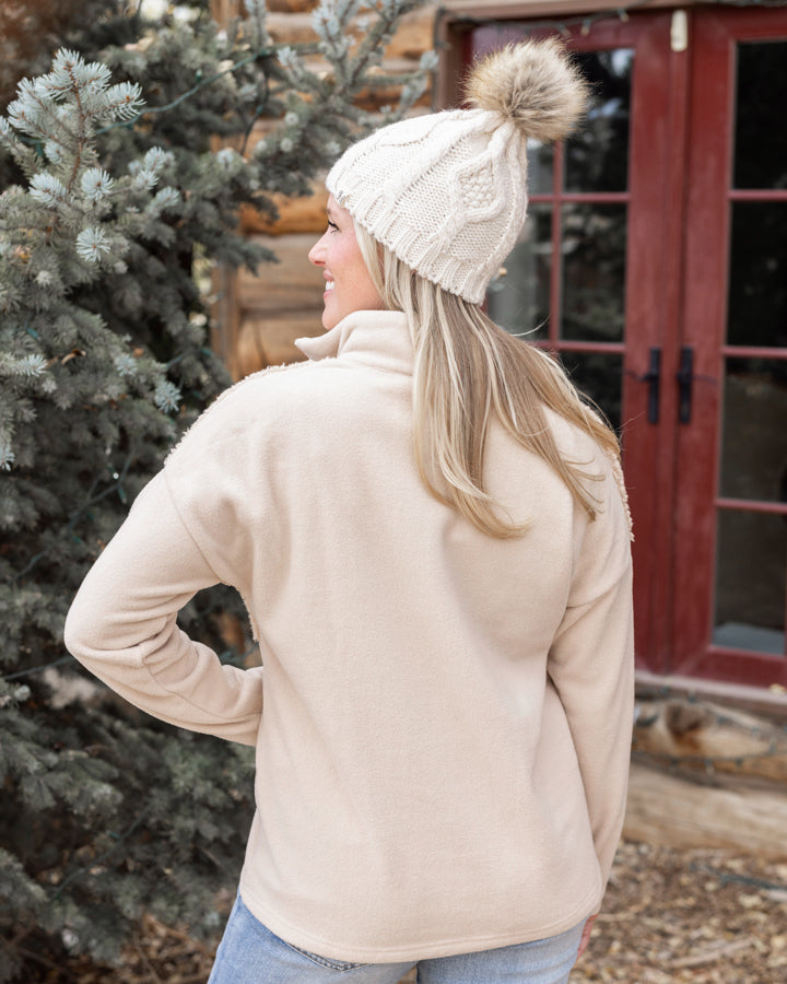 Colorblock Fleece Pullover in Biscotti