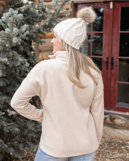 Colorblock Fleece Pullover in Biscotti