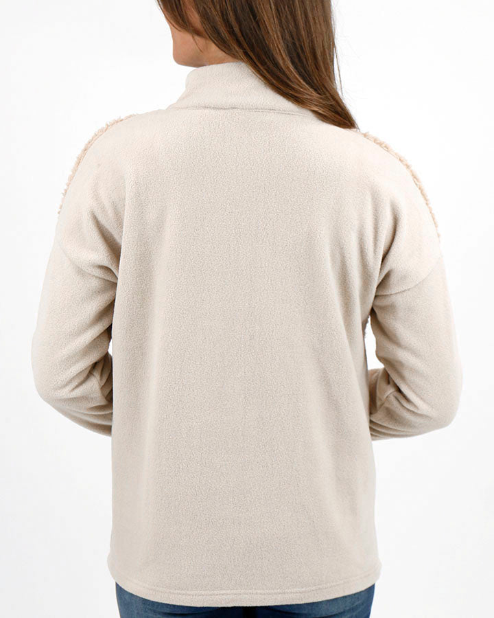 Colorblock Fleece Pullover in Biscotti - FINAL SALE - Grace and Lace