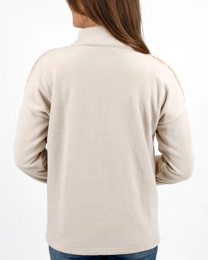 Colorblock Fleece Pullover in Biscotti