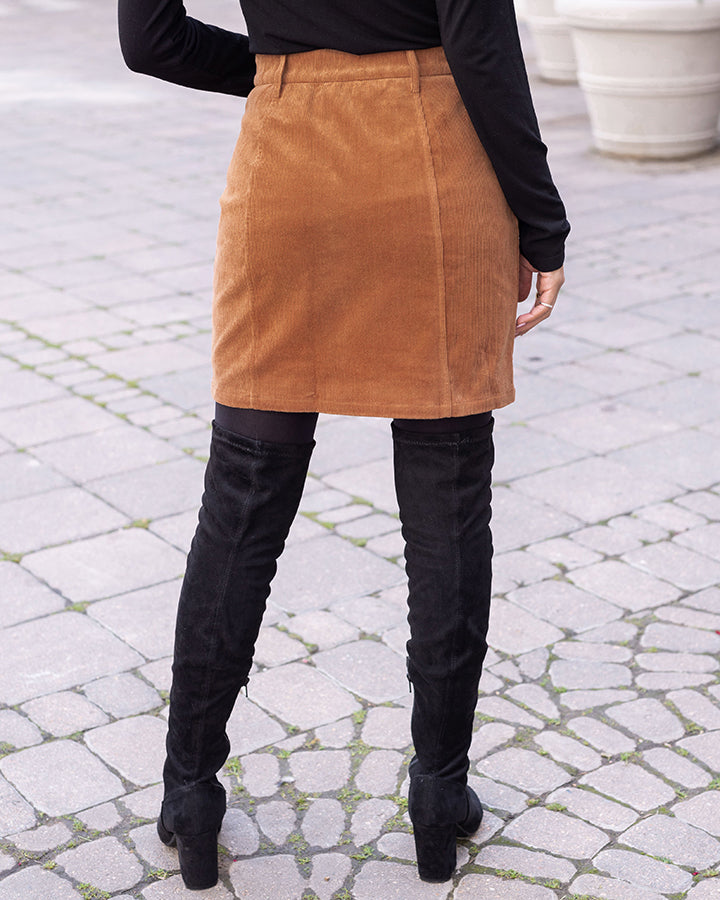 Corduroy Skirt in Camel - FINAL SALE