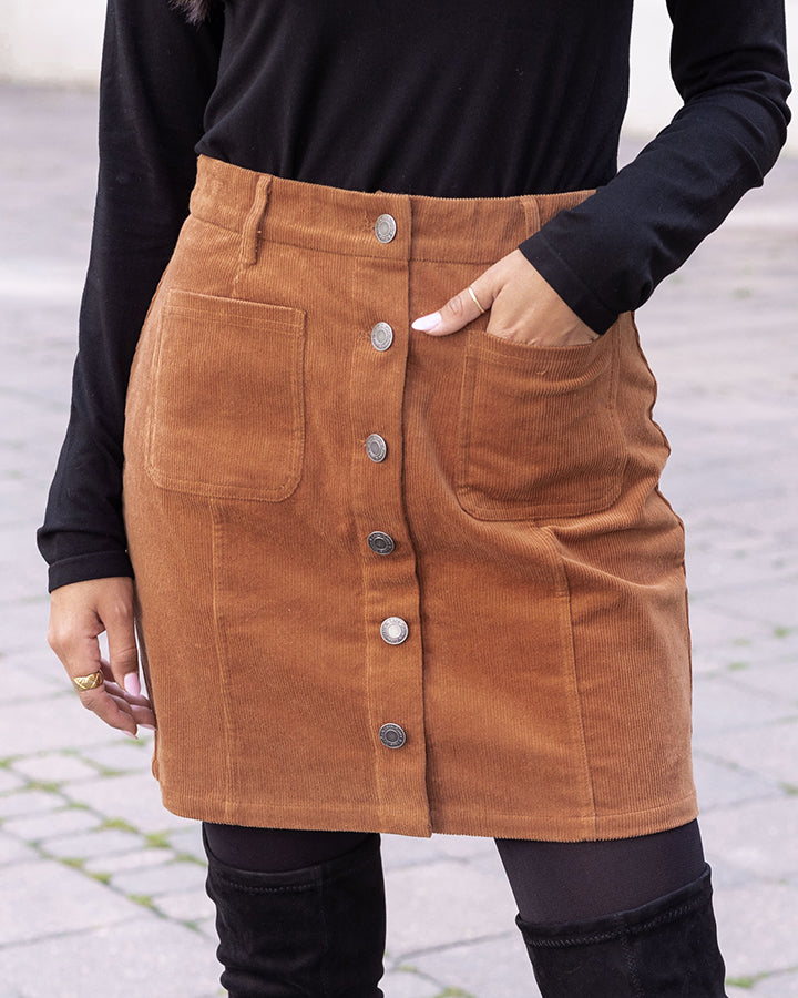 Corduroy Skirt in Camel - FINAL SALE - Grace and Lace
