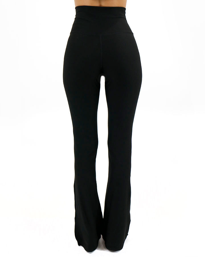 Cross Front Flare Live-In Leggings in Black