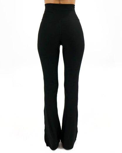 Cross Front Flare Live-In Leggings in Black