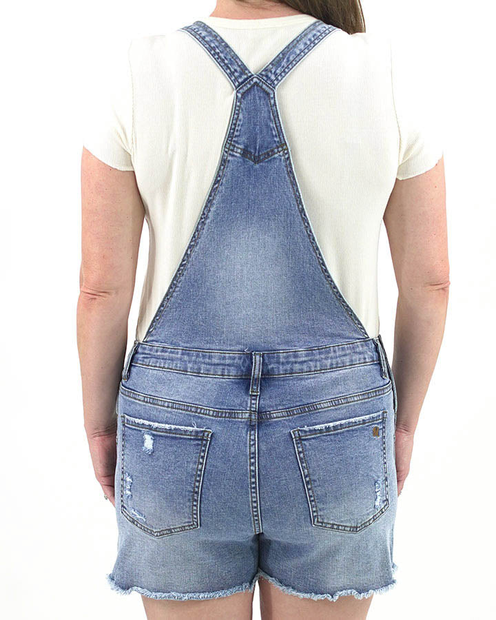 Distressed Overall Mid-Wash Shorts - FINAL SALE