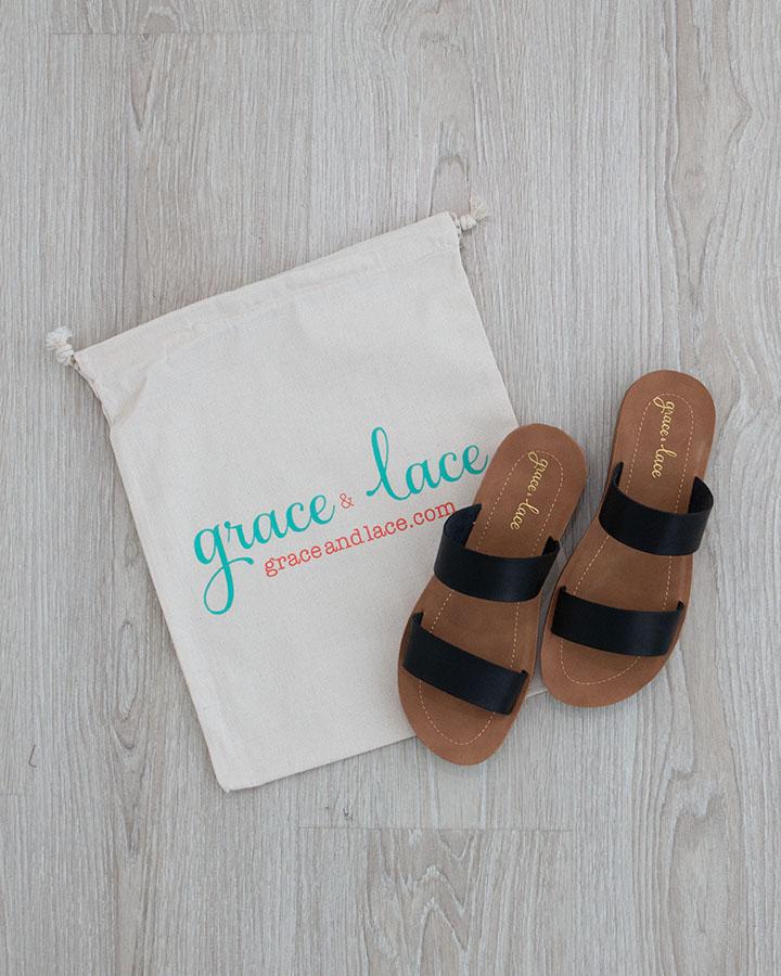 Double Strap Black Slides - FINAL SALE