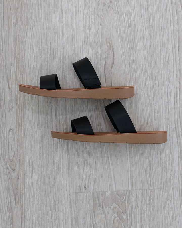 Double Strap Black Slides - FINAL SALE