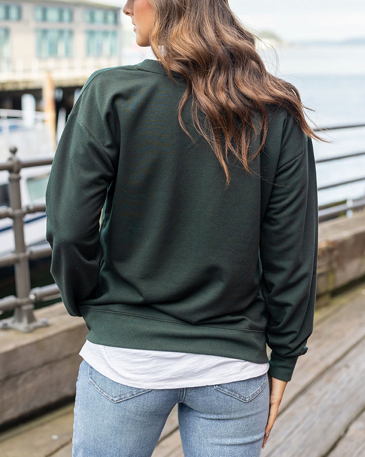Embossed Graphic Sweatshirt in Evergreen - FINAL SALE
