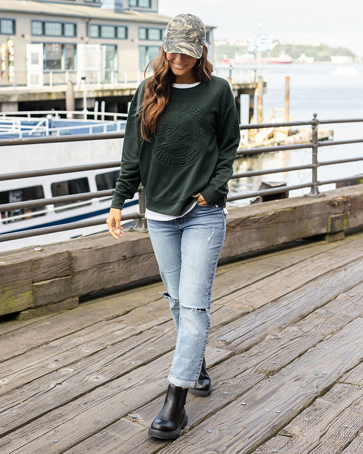 Embossed Graphic Sweatshirt in Evergreen - FINAL SALE