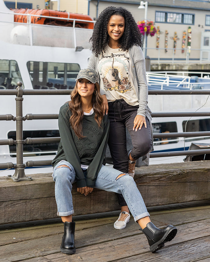 Embossed Graphic Sweatshirt in Evergreen - FINAL SALE