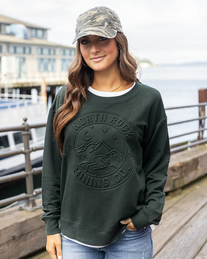 Embossed Graphic Sweatshirt in Evergreen - FINAL SALE