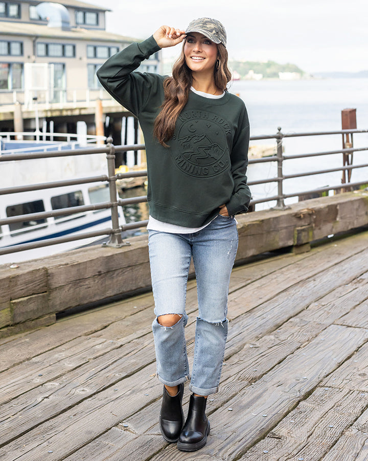 Embossed Graphic Sweatshirt in Evergreen - FINAL SALE