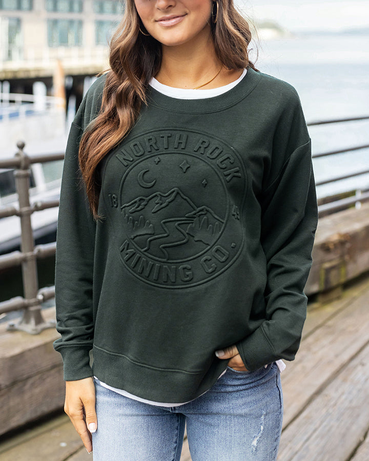 Embossed Graphic Sweatshirt in Evergreen - FINAL SALE - Grace and Lace