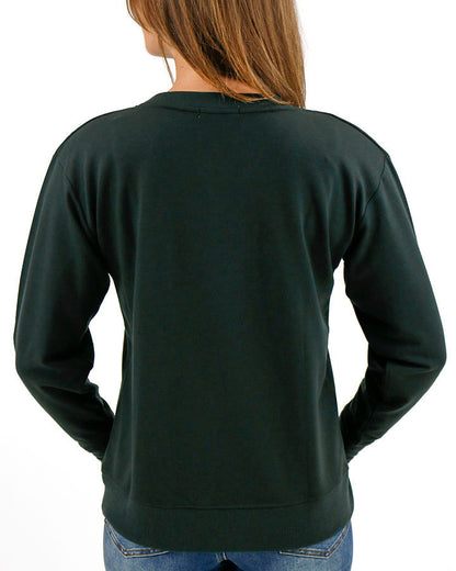 Embossed Graphic Sweatshirt in Evergreen - FINAL SALE